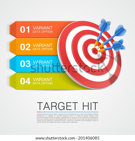 Graphic information target with darts. Vector illustration