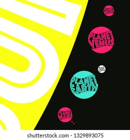 graphic inner solar system planets size ratio in pop colors