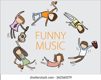 Graphic of the kids are having fun with the instrument.