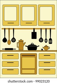 graphic kitchen interior. vector illustration
