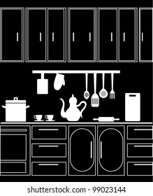 graphic kitchen interior. vector illustration
