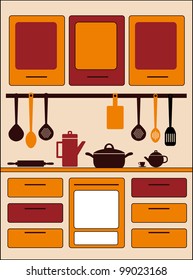 graphic kitchen interior. vector illustration