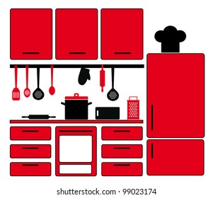 graphic kitchen interior. vector illustration