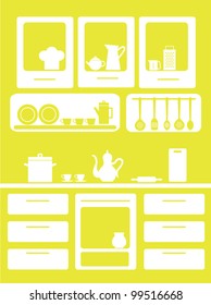 graphic kitchen interior. vector illustration