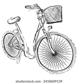 graphic of lady's bicycle with basket