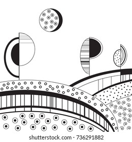 Graphic landscape black and white