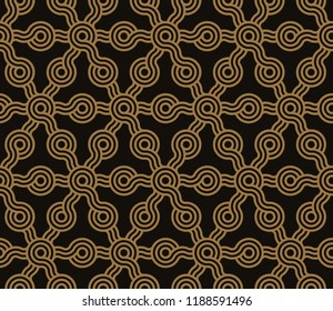 graphic lattice seamless pattern with hexagons grid in gold and black