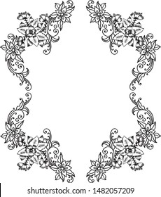 Graphic of leaf floral frame, for decorative of greeting card. Vector