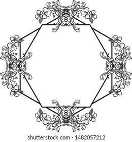 Graphic of leaf floral frame, for decorative of greeting card. Vector