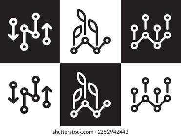 gráfico con diseño de logotipo de hoja. diseño del logotipo de tecnología financiera.