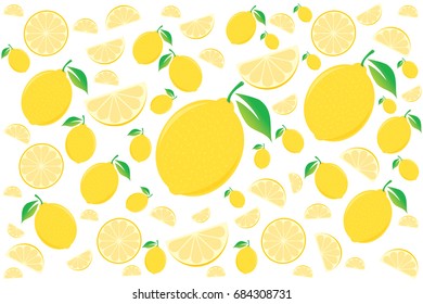 Graphic lemon, On a white background pattern, Vector illustration