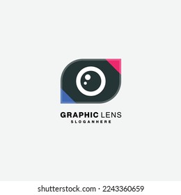 degradado de diseño vectorial del logotipo de la lente gráfica