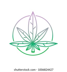 Graphic line art style weed leaf isolated vector illustration