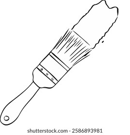 Graphic line vector brush with stroke. Isolated composition on transparent background
