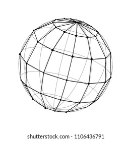 Graphic line volume sphere. Graphic element on a white background. Abstract vector illustration. 