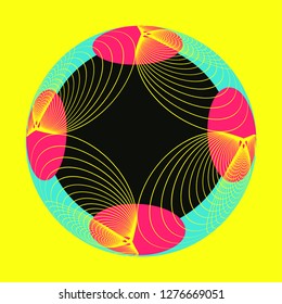 graphic linear bubble symbol in bright pop colors