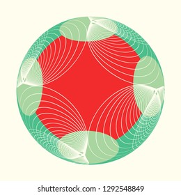 graphic linear bubble symbol in green red shades