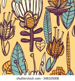graphic linear floral colorful doodle hand drawn sketch background