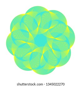 graphic linear flower in clear blue yellow shades