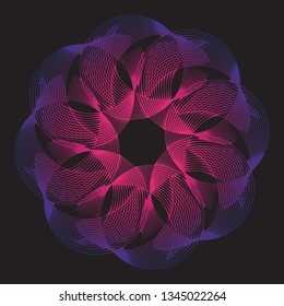 graphic linear flower in dark purple pink shades