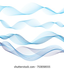 Graphic linear waves on a white background