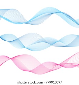 Graphic linear waves on a white background