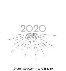 Graphic lines 2020 New Year on a white background Creative element for design cards calendar invitations for the New Year and Christmas Modern design graphic dotted line 2020 invitation card Vector