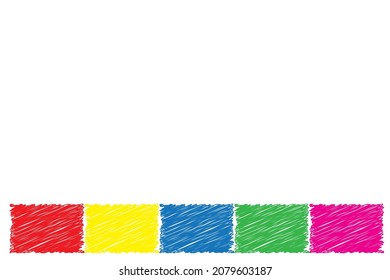 Graphic Lines In Multiple Colors: Yellow, Blue, Red, Green And Pink. White Background Space For Text Input. Fun Color Concept.