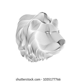 graphic of lion head in lined drawing style