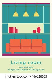 Graphic of Living area, interior design, flat vector illustration
