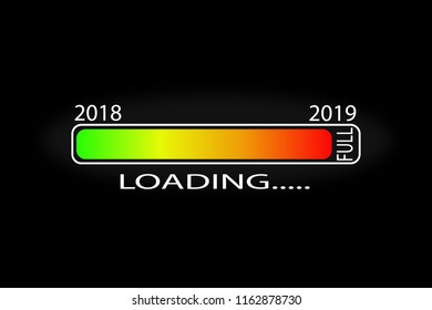 Graphic loading scale new 2019 on black background, vector image