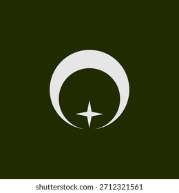 Logotipo gráfico de una luna creciente y una estrella, que simboliza la armonía cósmica sobre un fondo oscuro.