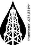 graphic logo design of an oil derrick or rig