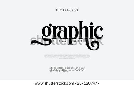 Graphic logo elegant luxury font alphabet . Typography Beauty minimal modern fashion classic letter serif fonts decorative wedding vintage retro logos. vector illustration
