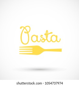 Graphic logo pasta and fork spaghetti icon food design
