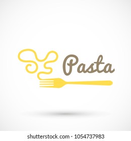 Graphic logo pasta and fork spaghetti icon food design