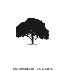Logotipo gráfico Color de fondo blanco de la silueta del árbol. Ilustración del vector