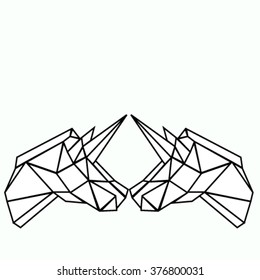 graphic Logo unicorn head Vector hipster abstract geometric unicorn with triangle  white background. Origami style.