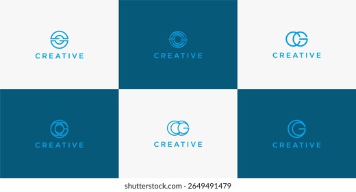 Variações de logotipo gráfico com a palavra "CREATIVE" abaixo de cada