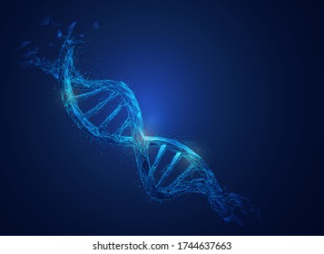 Graphic of low poly DNA with futuristic element in science theme
