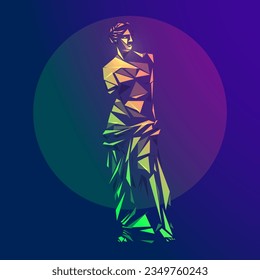 graphic of low poly Venus presented in vivid colour style