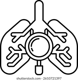 A graphic of a lung with a magnifying glass on it