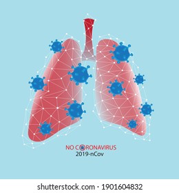 Graphic of lung protection against coronavirus. Stop the coronavirus. Medical concept against the spreading of germs. Blue background. Vector illustration