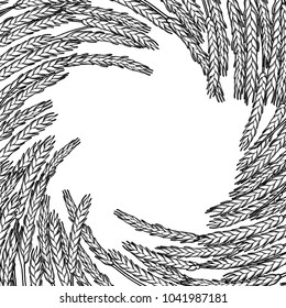 Graphic malt circular design. Vintage vector card with cerealsdrawn in engraving technique. Coloring book page