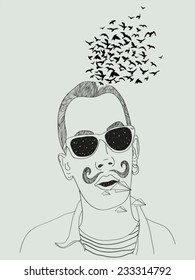 Graphic man face illustration, vector, graphics, graphic design
