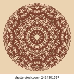 Graphic mandala created from sketch elements. Vector illustration