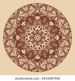 Graphic mandala created from sketch elements. Version No. 5. Vector illustration