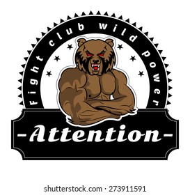 Graphic Mascot Vector Image of a bear boxer. Logos for sport athletic club. Coat of Arms for the gym or sports shop. Vector illustration Eps 10