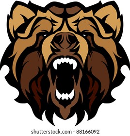 Graphic Mascot Vector Image of a Black Bear Head