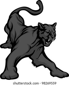 Graphic Mascot Vector Image of a Black Panther Growling